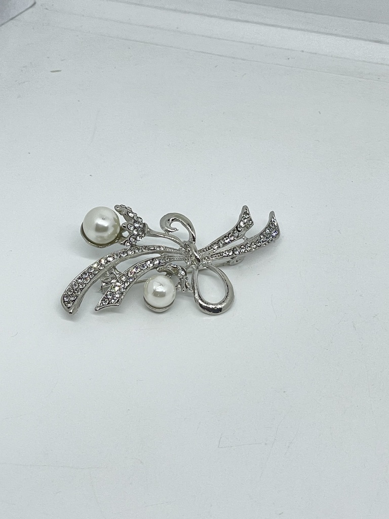 Prendedor de con brillantitos y perlas 3.5 x 6 cm