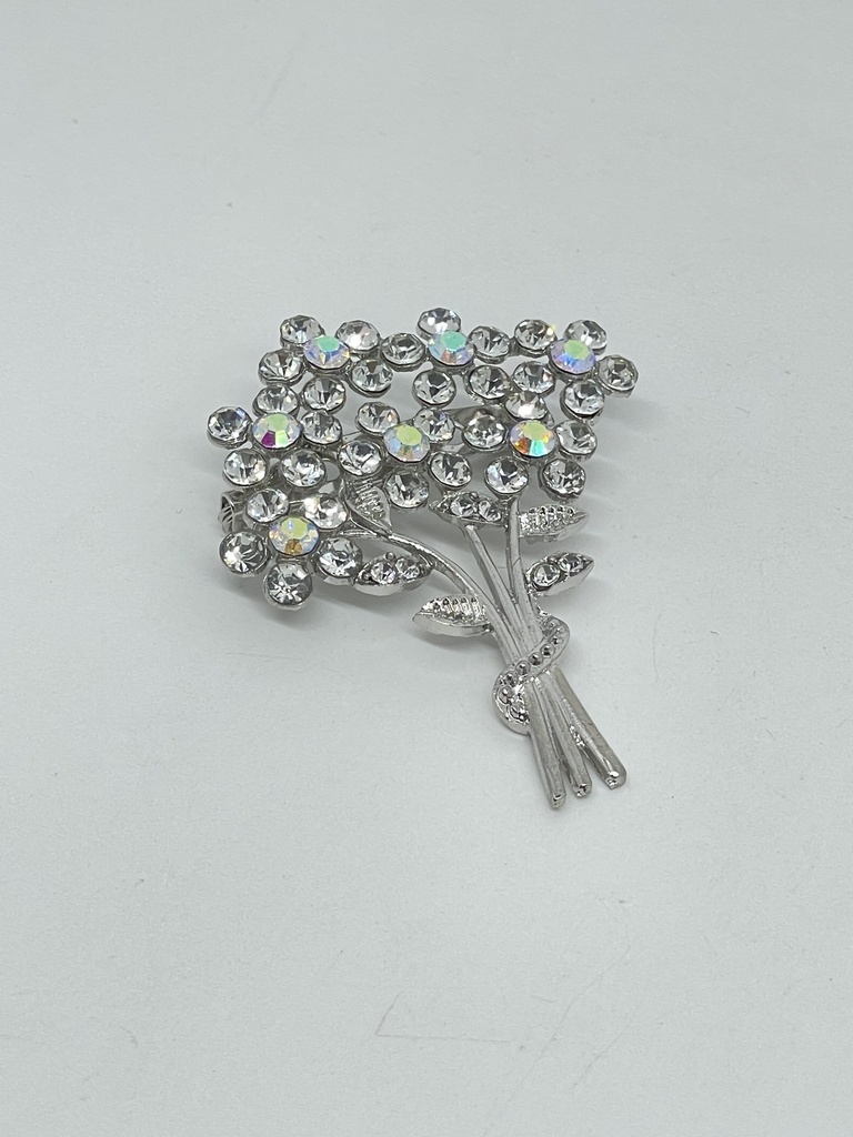 Prendedor con brillantito y flores 4x5 cm