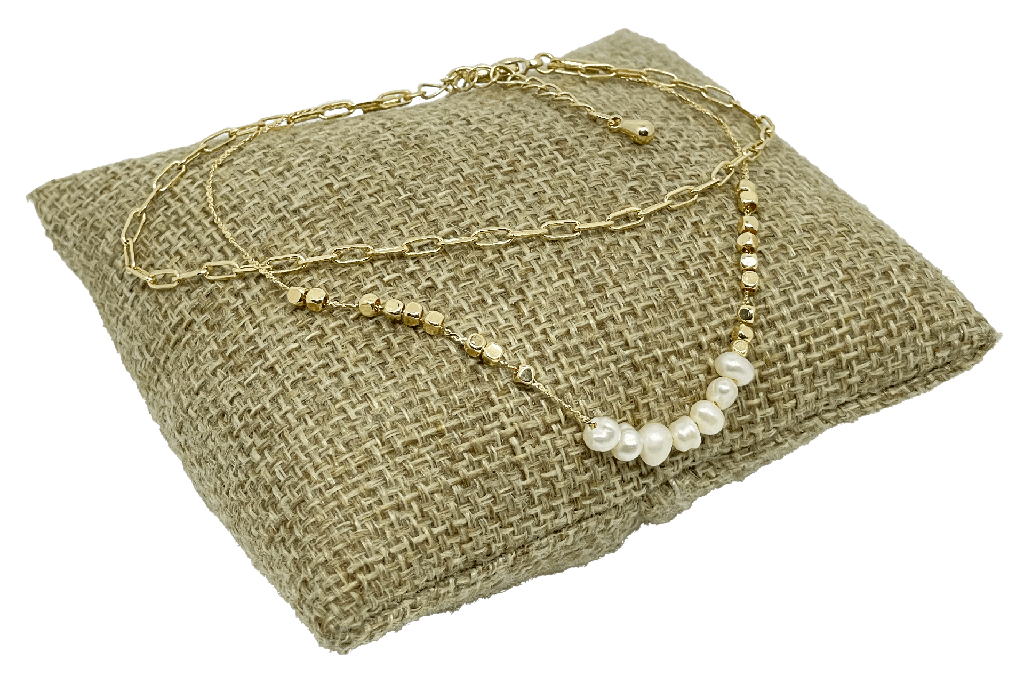 Pulsera de 2 hilos con perla
