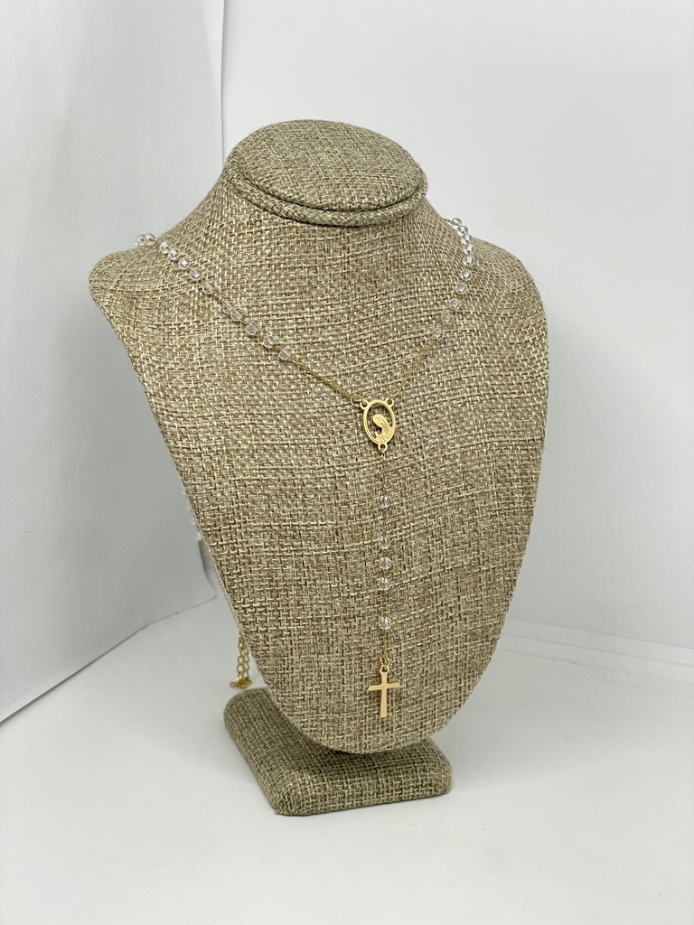 Rosario dorado con piedrita trasparentes 29cm