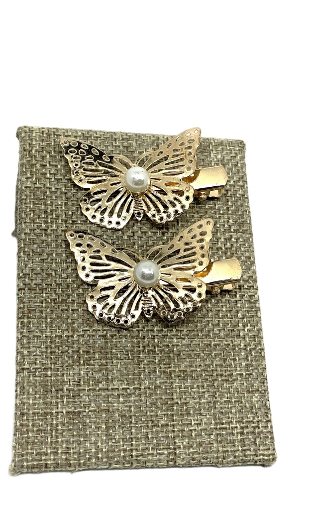 Set de ganchos dorados con perla