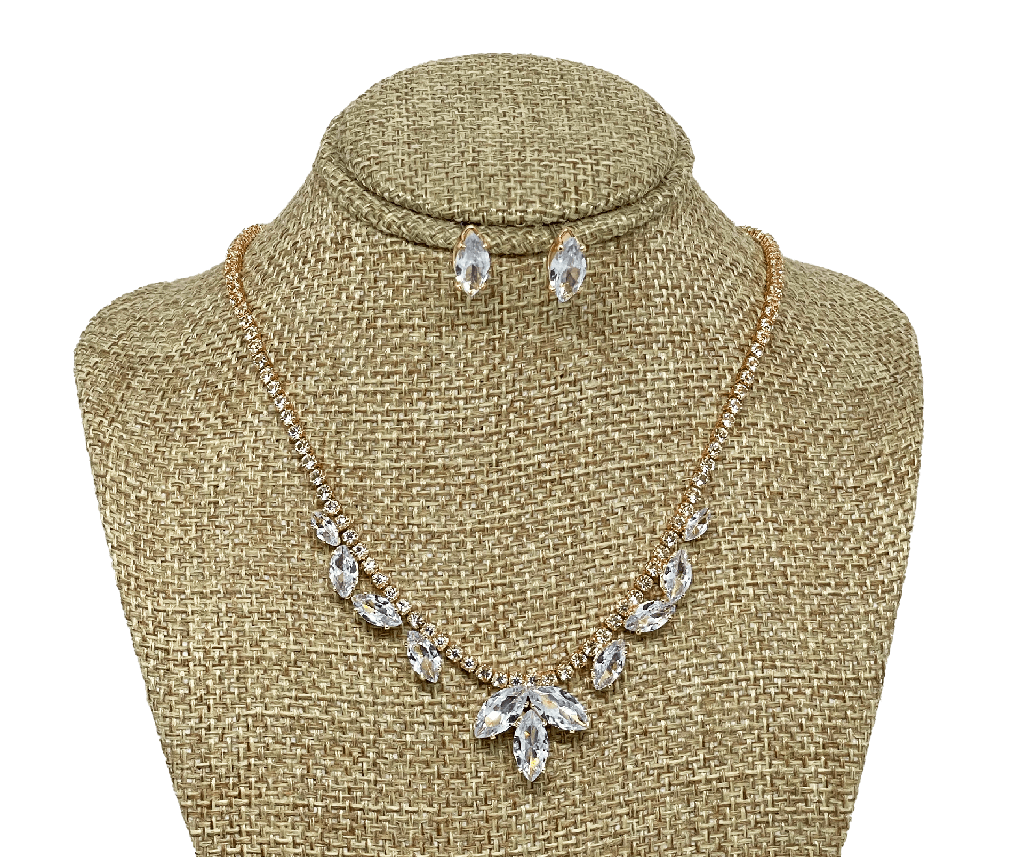 Set de collar y aretes dorado de brillantito