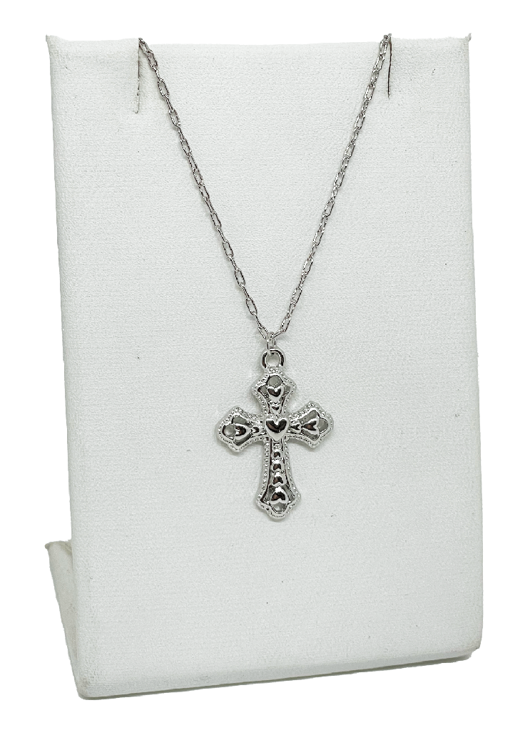 Cadena dorada de metal con cruz