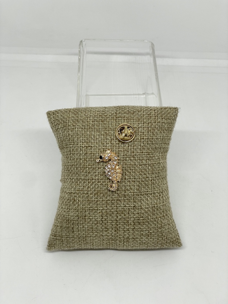 Prendedor dorado de caballito del mar