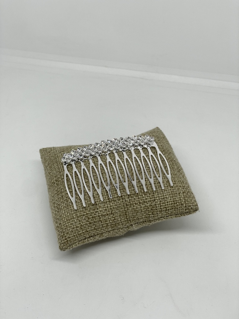 Peineta plateada con brillantitos