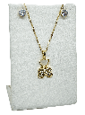Set de collar y arete dorado de rodio con brillantitos