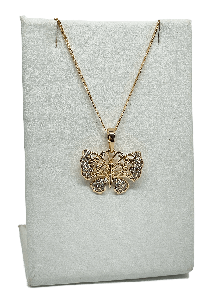Cadena dorada de rodio con mariposa