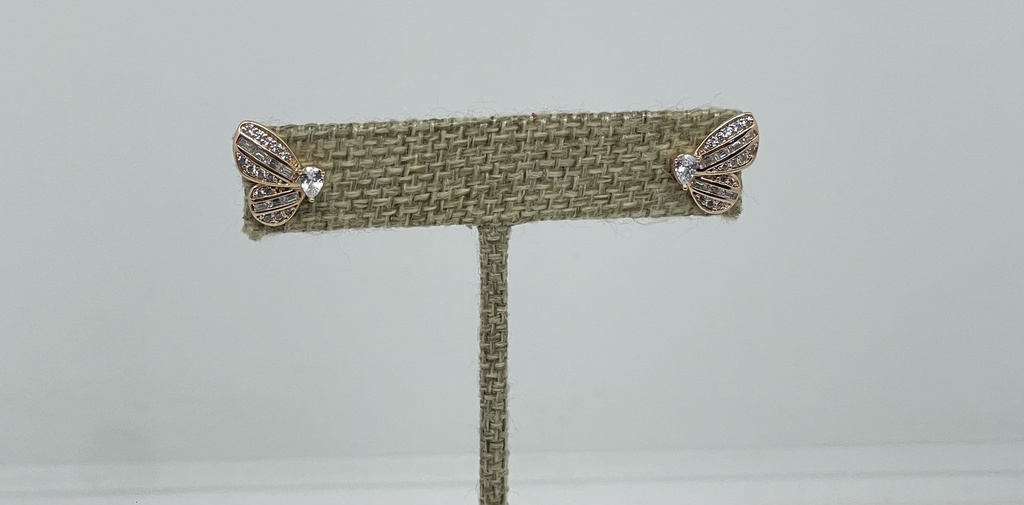 Aretes dorados de rodio con brillantitos