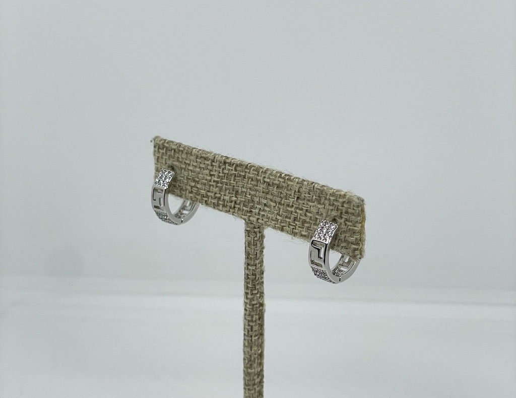 Argollas plateadas de rodio con brillantitos