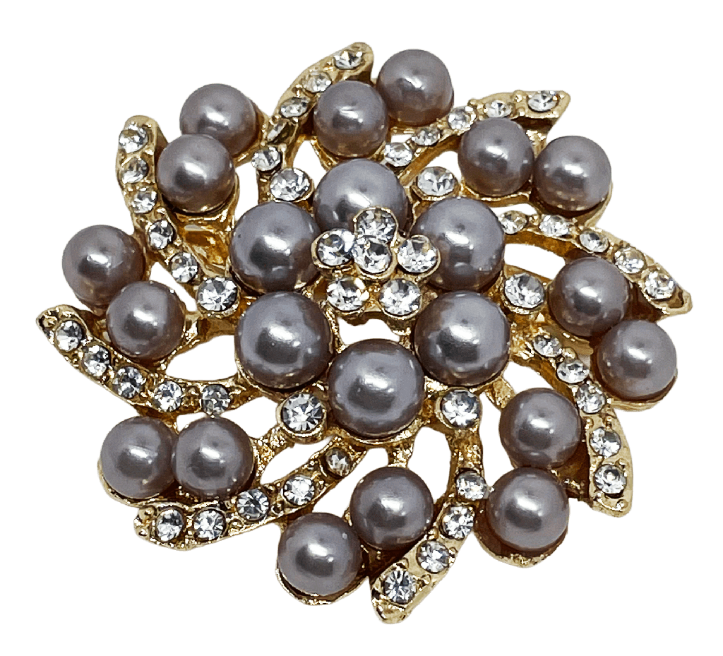 Prendedor de metal con perla y brillantito