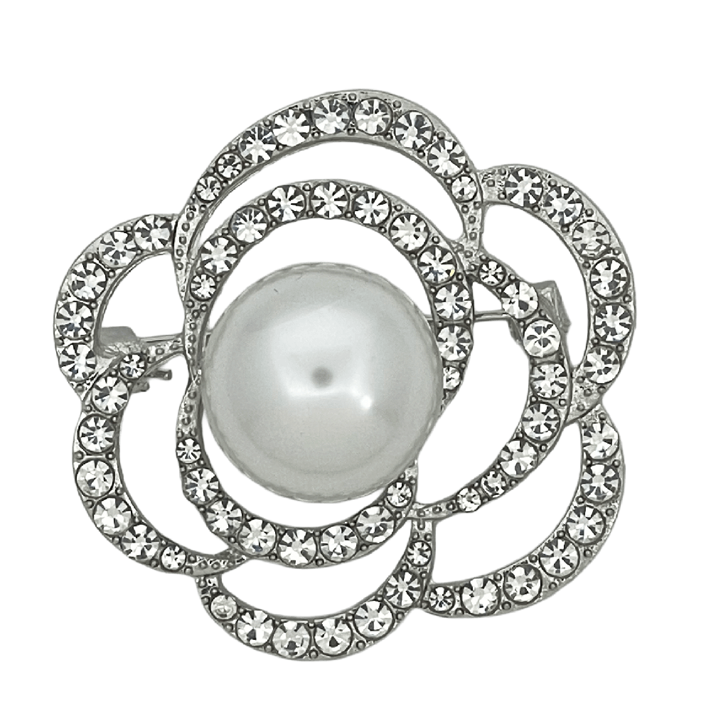 Prendedor de metal con perla y brillantito