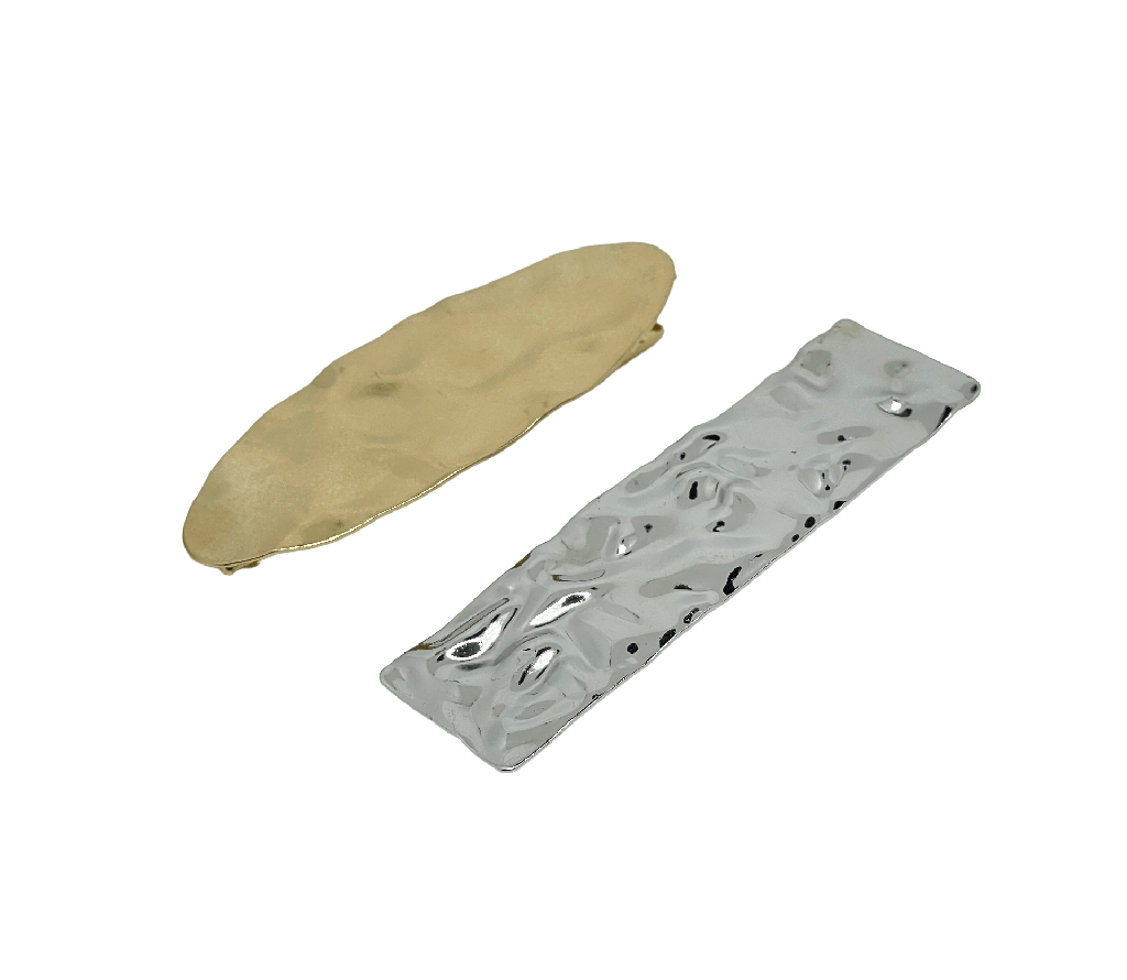 Set de 2 ganchos de pinzas dorado y plateado de metal