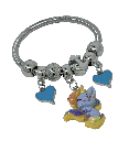 Pulsera de metal con dije de pony y corazones