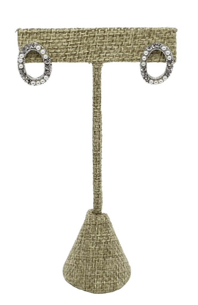 Aretes de metal con perla y brillantito