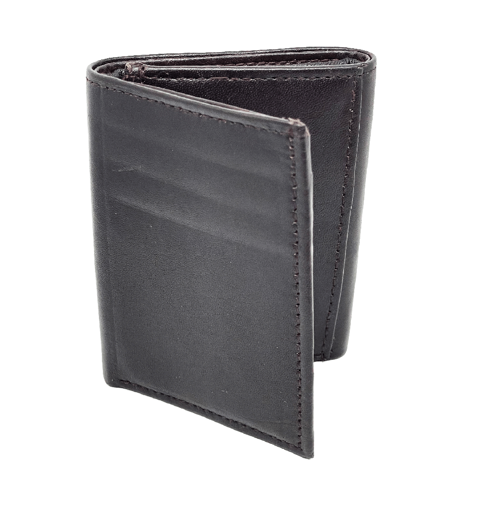 Billetera de cuero trifoliar