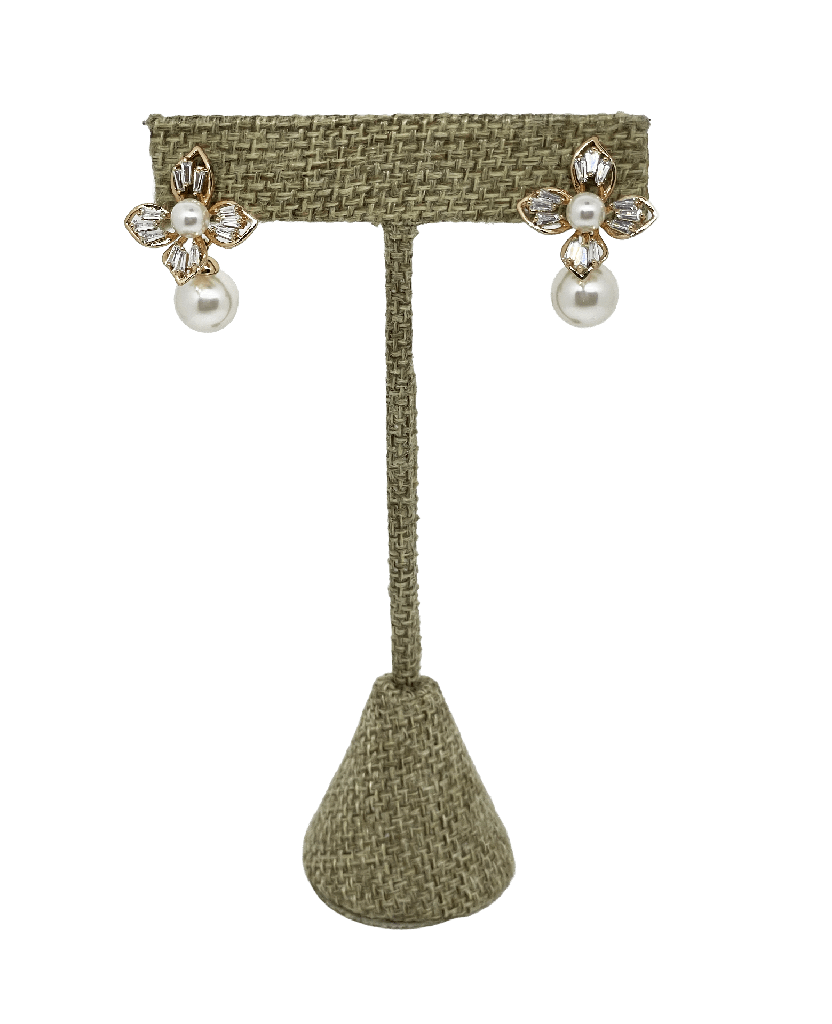 Aretes dorados de rodio con perlas