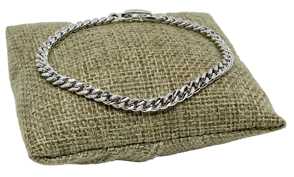 Pulsera plateada de rodio de eslabones
