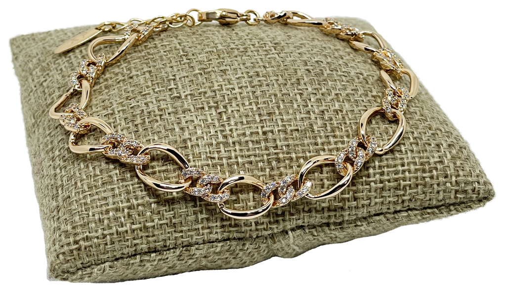 Pulsera dorada de rodio con brillantitos