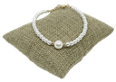Pulsera blanca con dorada de rodio con perlas