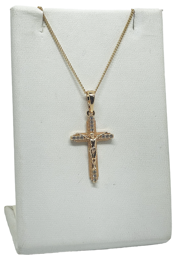 Cadena dorada de rodio con crucifijo
