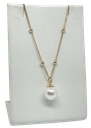 Cadena dorada de rodio con perla blanca