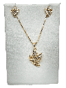 Set de collar y arete dorado de rodio y mariposas