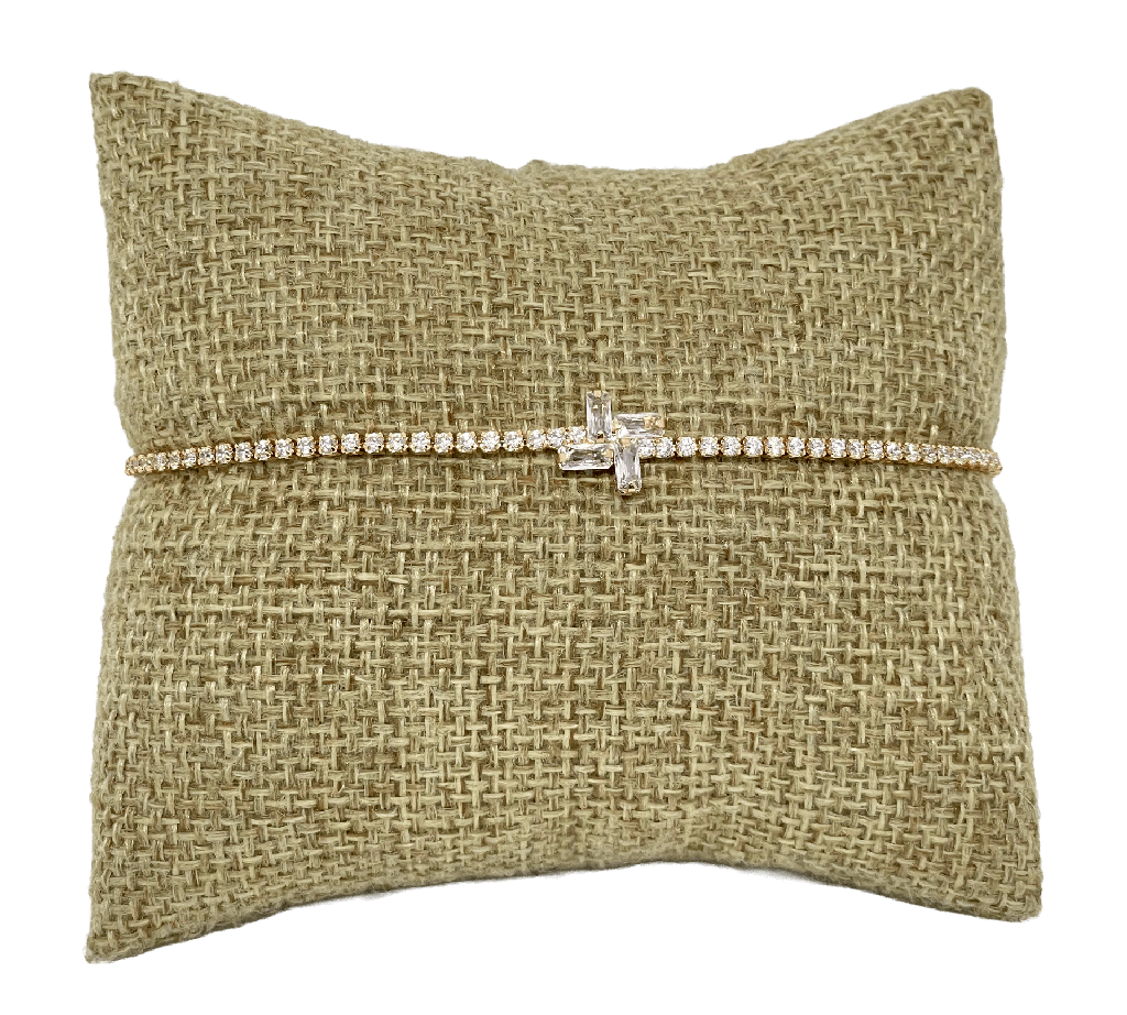 Pulsera dorada de rodio con brillantitos