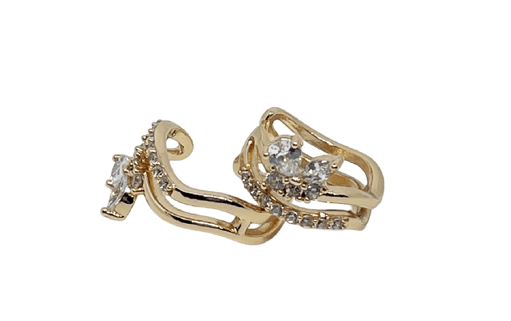 Earcuffs dorados de rodio con brillantitos