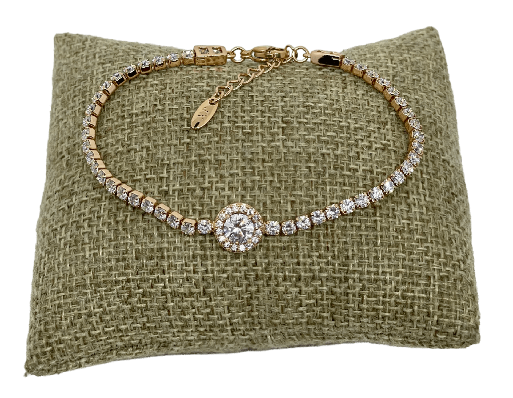 Pulsera dorada de rodio con brillantito