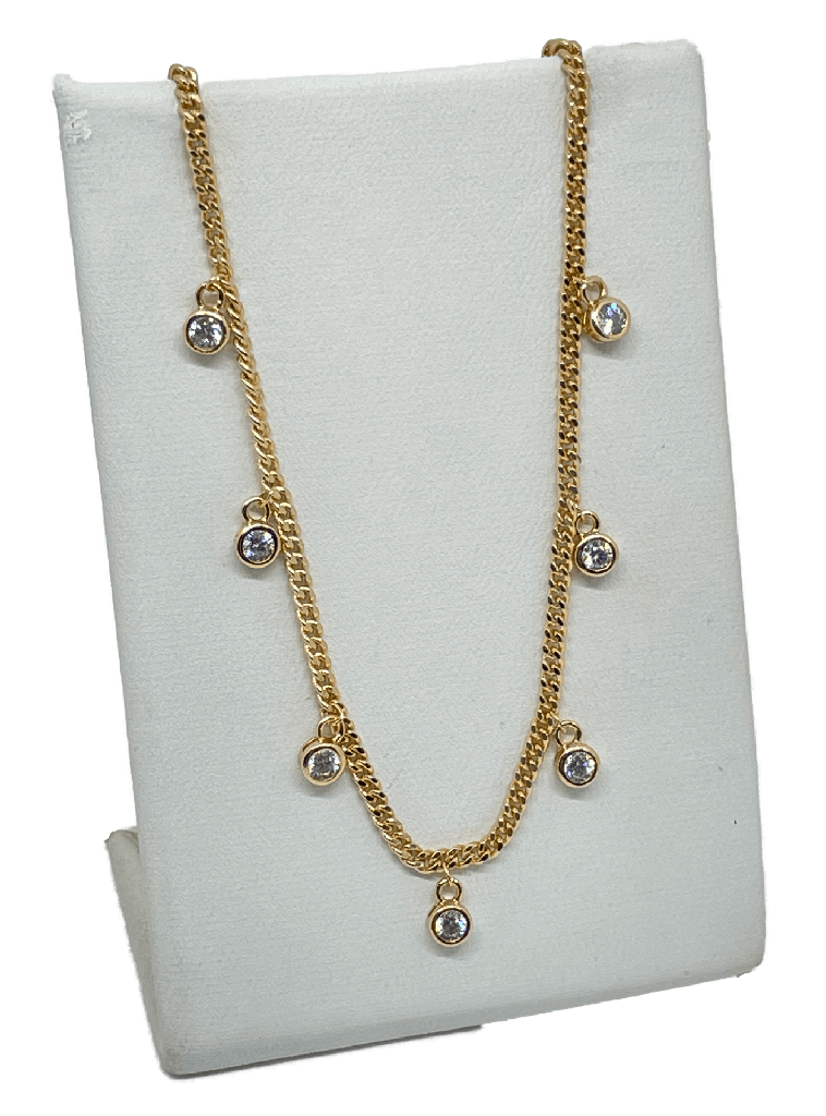 Cadena dorada de rodio con brillantito