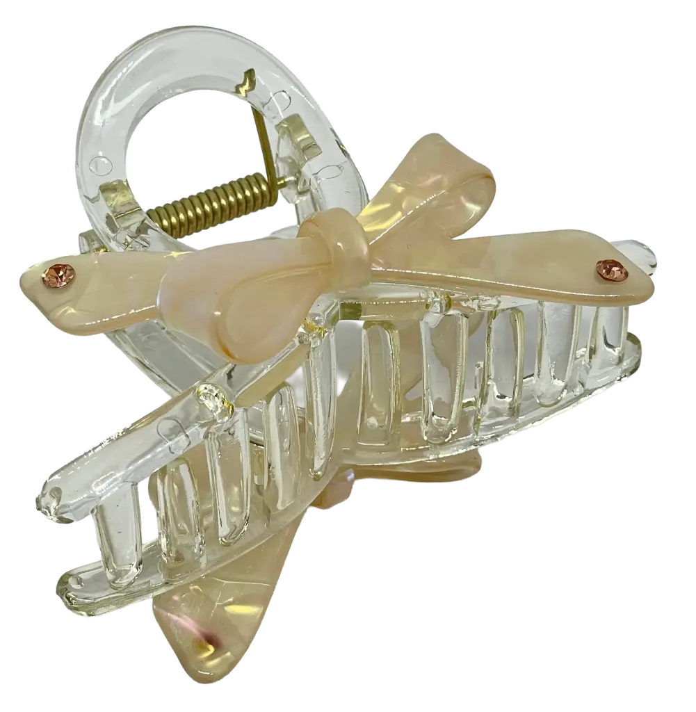 Gancho transparente plástico con moñita 
