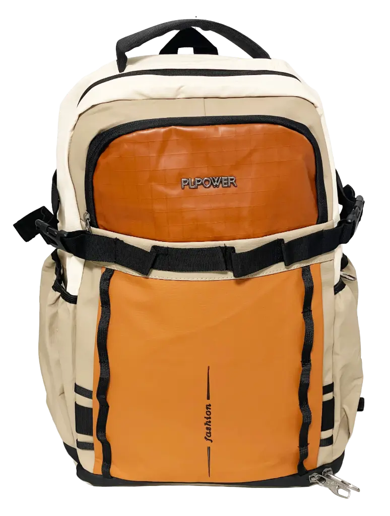 Rebajada - Mochila anaranjado con beige