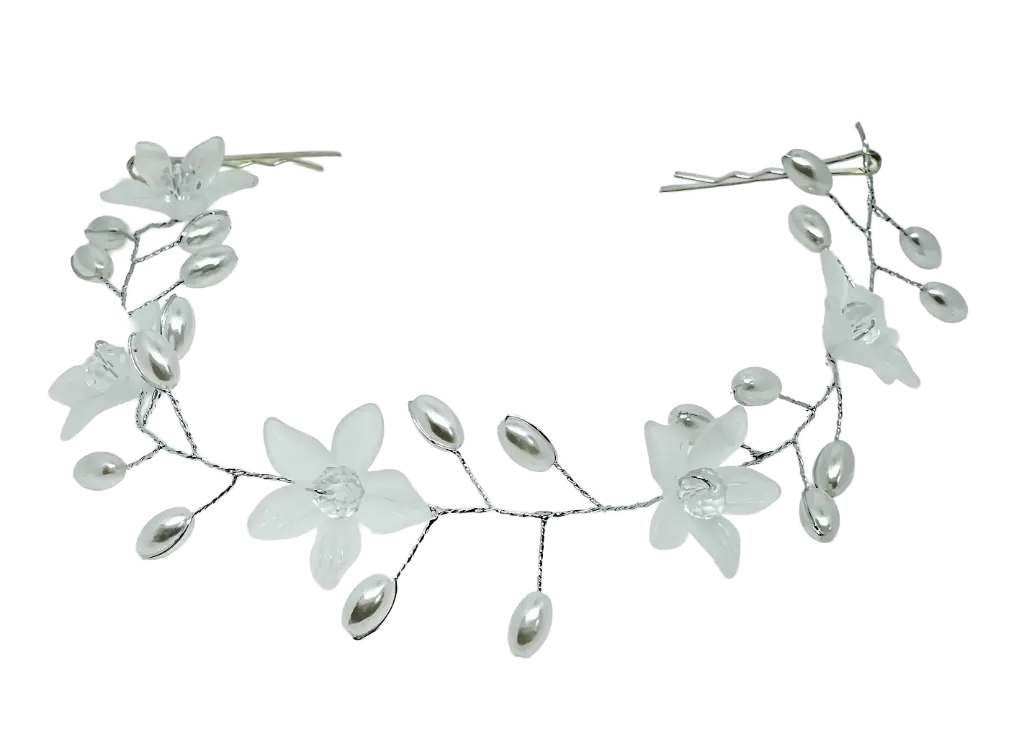 Enredadera blanca de plástico con flores