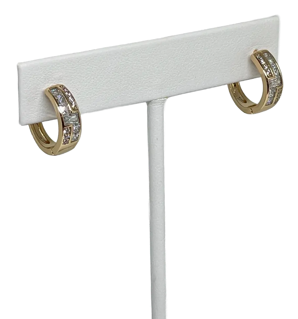 Aretes dorados de rodio con brillantito