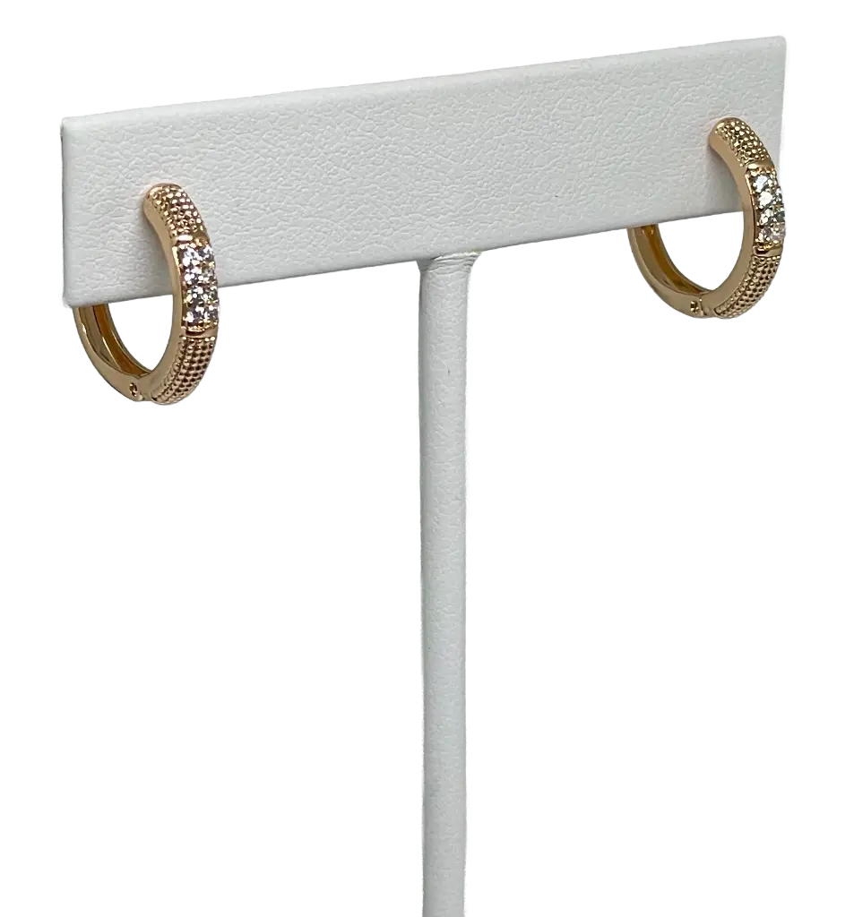 Aretes dorado de rodio con brillantito