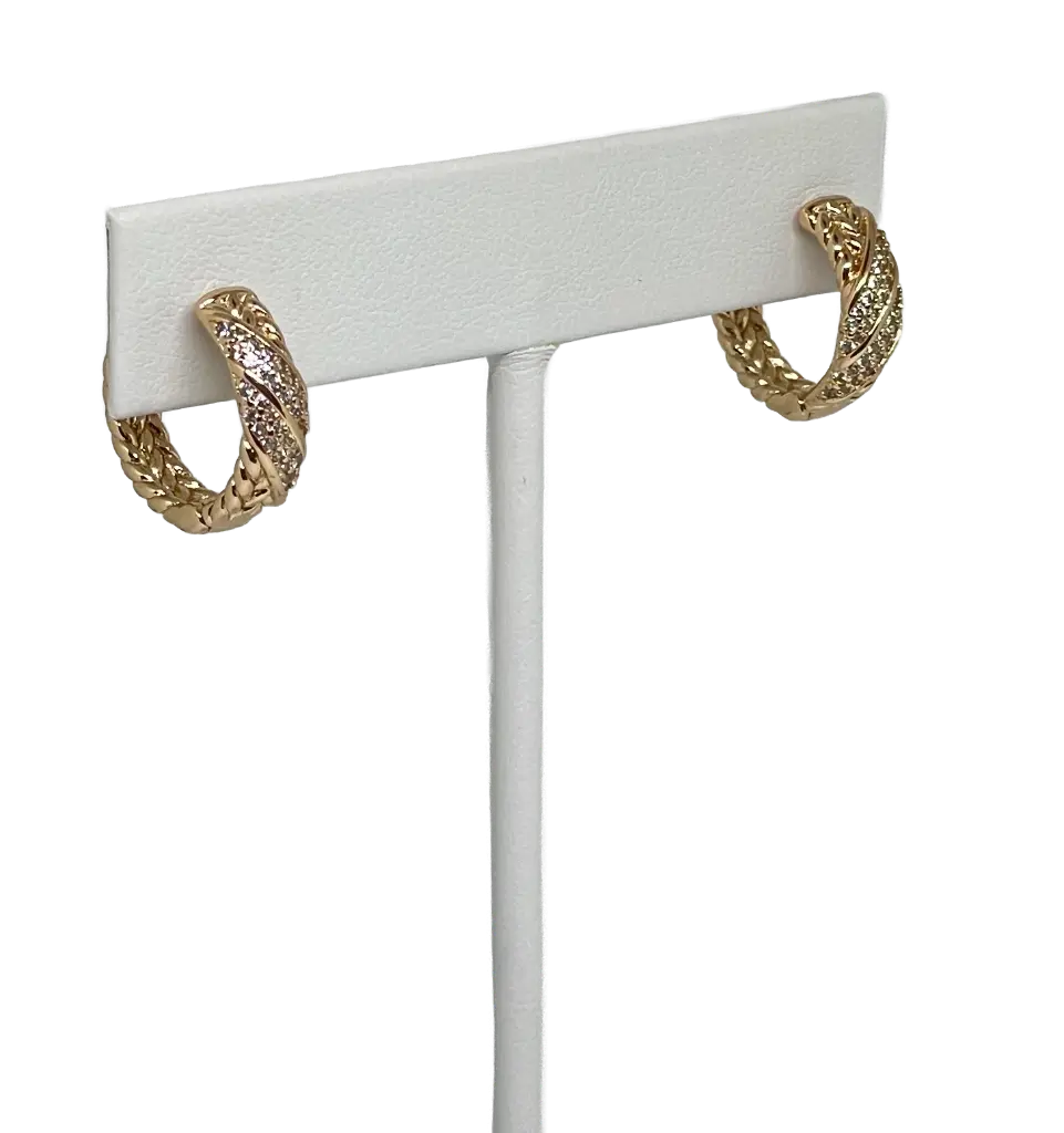 Aretes dorados de rodio con brillantito