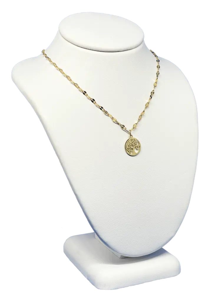 Cadena dorada de acero inoxidable con arbol