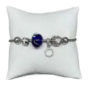 Pulsera plateado de rodio con piedra azul