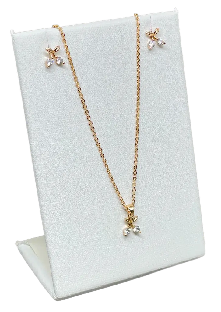 Set de collar y aretes de rodio con brillantito