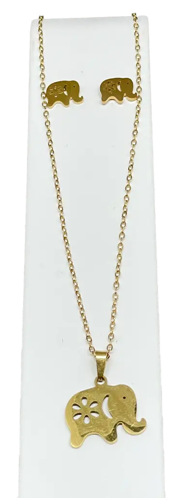 Set de collar y aretes dorados de acero inoxidable