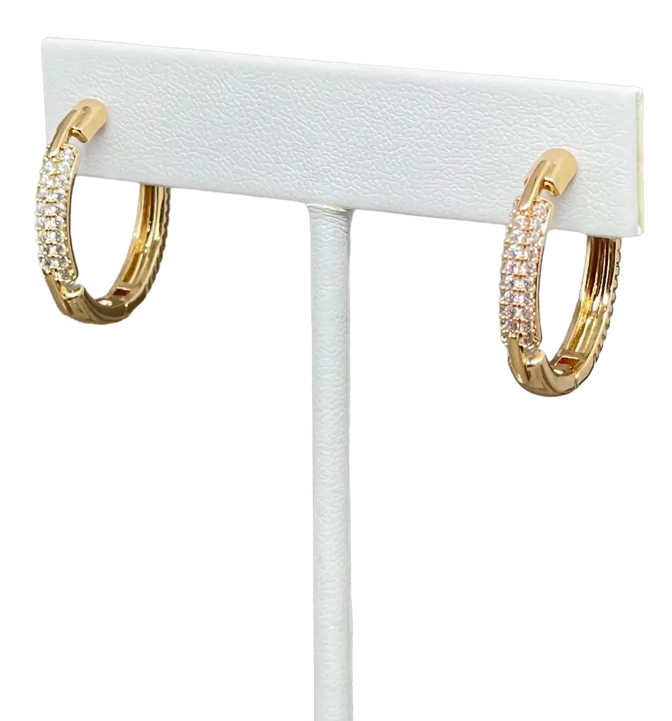 Argollas doradas de rodio con brillantito