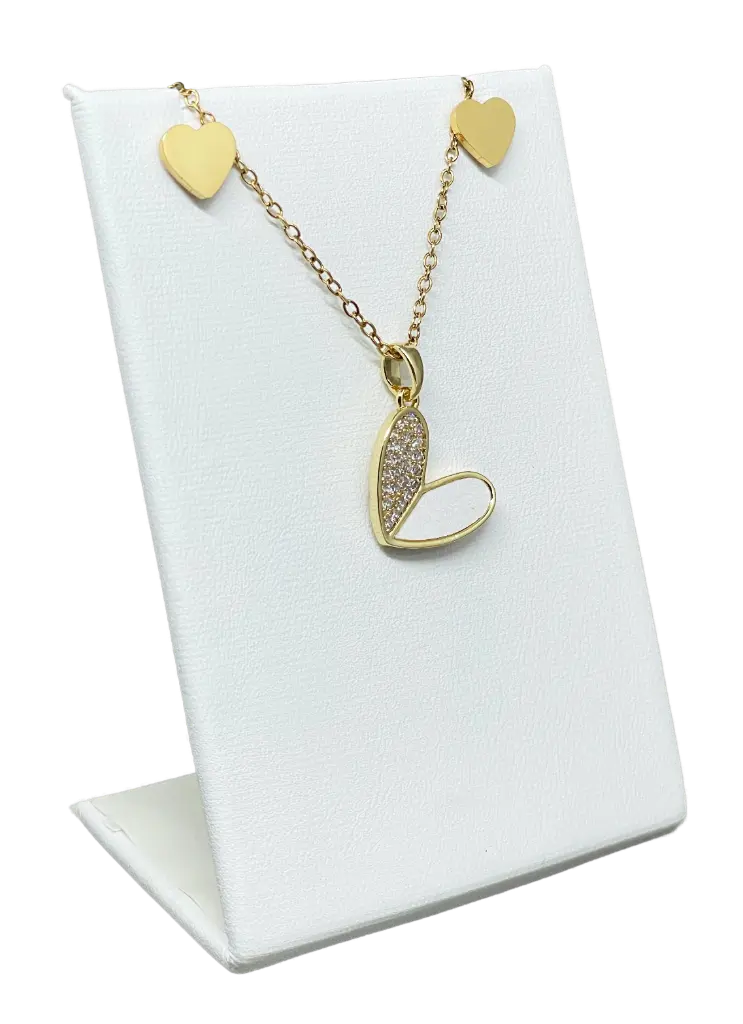 Set de collar y aretes dorado de acero inoxidable 