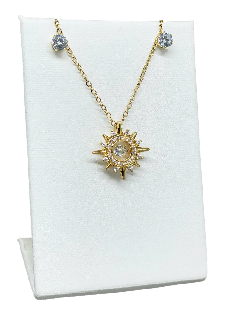 Set de collar y aretes dorado de acero inoxidable