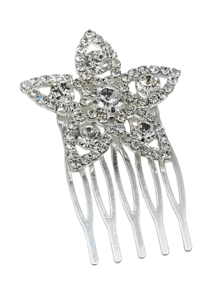 Peineta plateada con brillantito