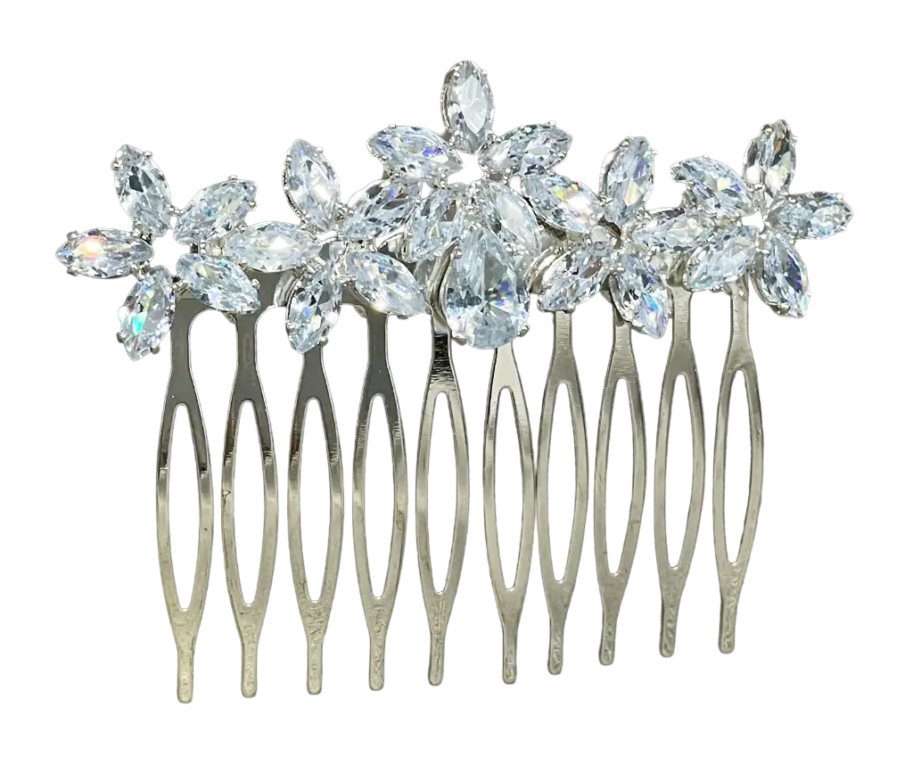 Peineta plateada con brillantito