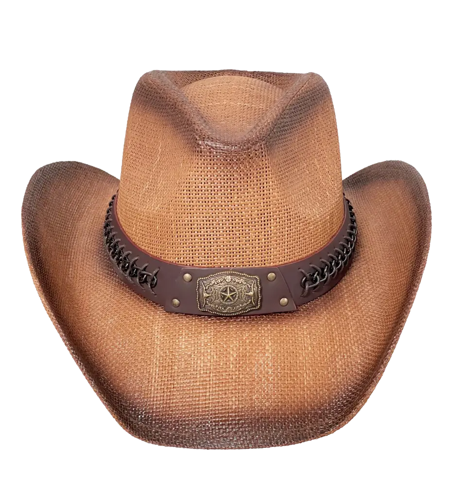 Sombrero café con cadena