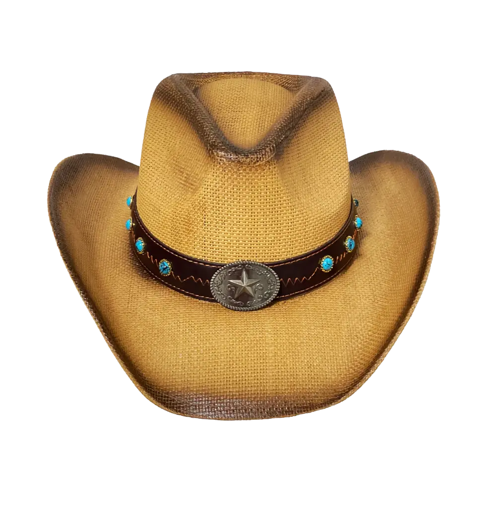 Sombrero con piedras turquesa