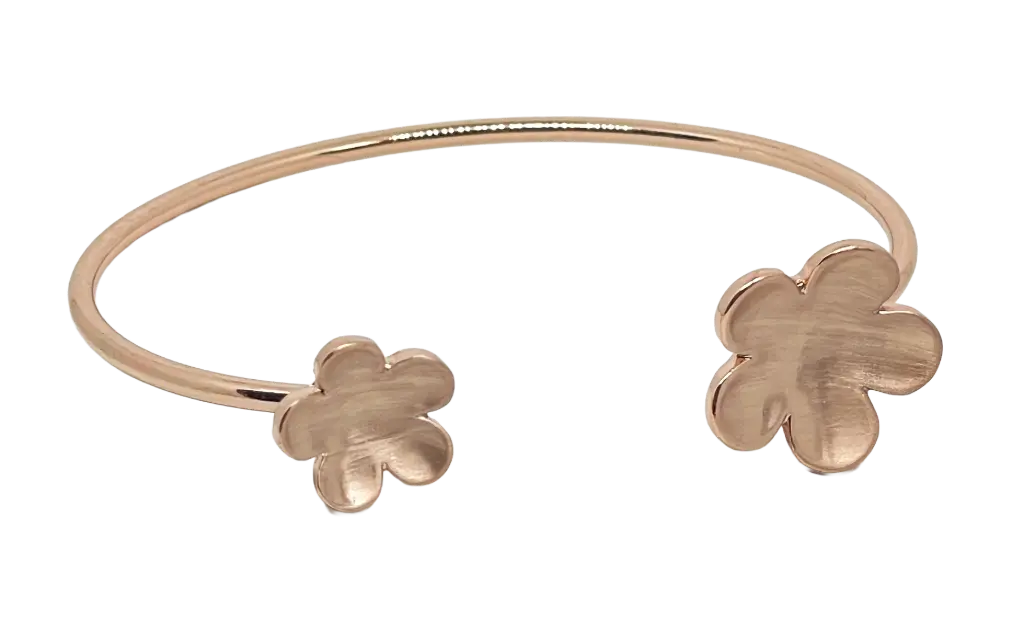 Pulsera de aro rose gold con flores