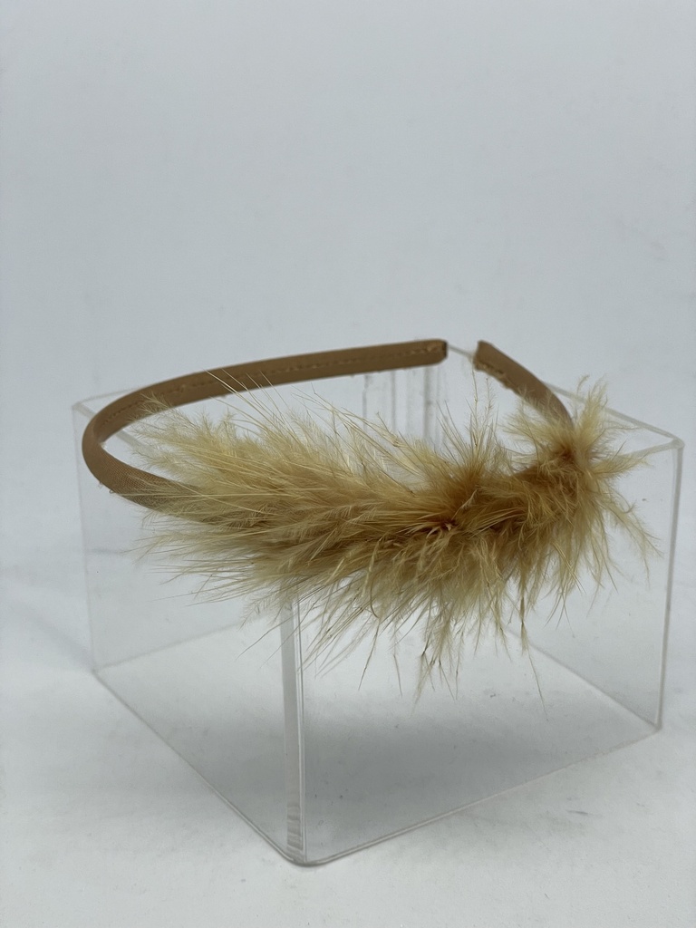 Diadema de plumas café