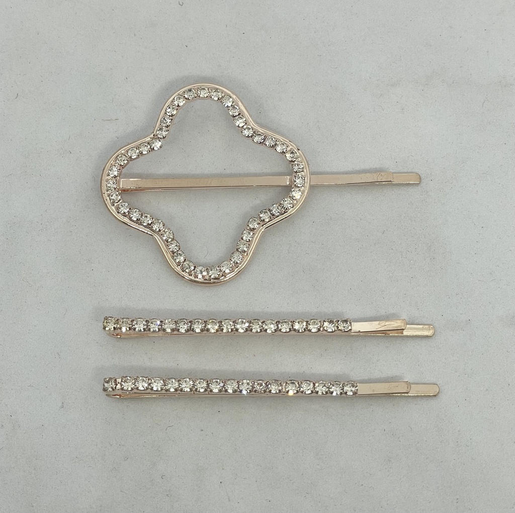 Ganchos Sandinos con brillantito en rose gold